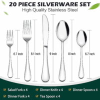 20 Piece Silverware Flatware Cutlery Set, Stainless Steel Utensils Service for 4, Include Knife Fork Spoon, Mirror Polished, Dishwasher Safe - Image 2