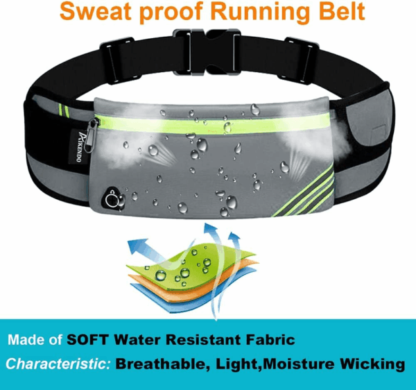 Running Belt Waist Pack Bag Fanny Pack for Phone Men Women,Thin Runners Pouch Belt for Hiking Walking Sports Cycling Traveling Money Belt,Phone Carrier Waistband for Wallet Gray - Image 4