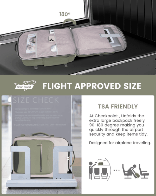 40L Travel Backpack for Women & Men, Large Carry on Backpack for Airplanes with 3 Packing Cubes, TSA Personal Item Travel Bag Fits 17" Laptop, Waterproof Weekender Essentials Airline Approved - Image 3