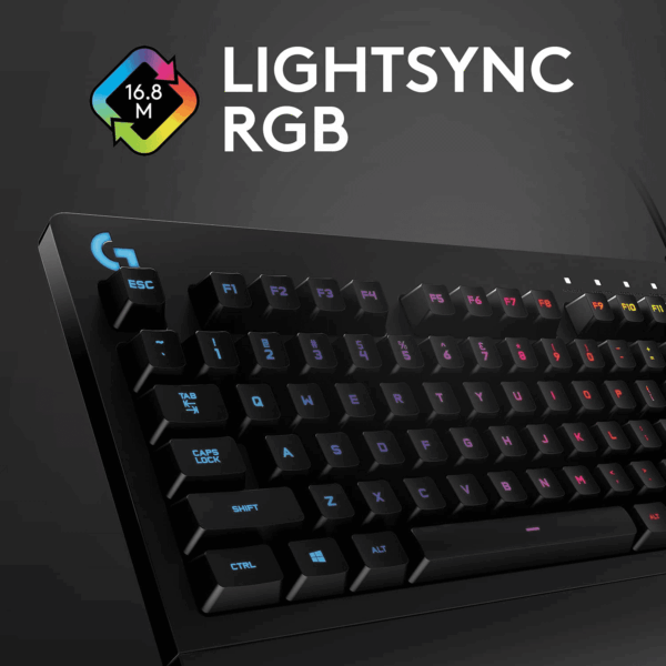 213 Prodigy Gaming Keyboard, LIGHTSYNC RGB Backlit Keys, Spill-Resistant, Customizable Keys, Dedicated Multi-Media Keys – Black - Image 4