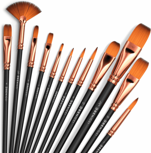 Professional Artist Paint Brush Set of 12 - Painting Brushes Kit for Kids, Adults Fabulous for Canvas, Watercolor & Fabric - for Beginners and Professionals - Great for Water, Oil or Acrylic Painting - Image 7
