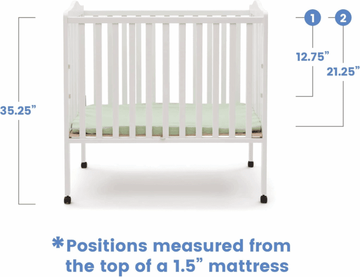 Folding Portable Mini Baby Crib with 1.5-Inch Mattress - Greenguard Gold Certified, White - Image 9