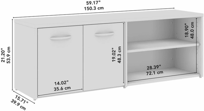 Studio C Low Storage Cabinet with Doors and Shelves in Natural Elm, Organization for Home or Professional Office - Image 3