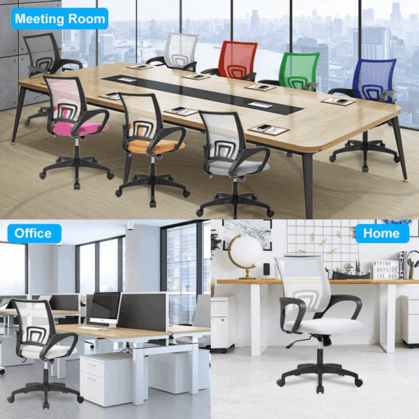 Home Office Chair Ergonomic Desk Chair Mesh Computer Chair with Lumbar Support Armrest Executive Rolling Swivel Adjustable Mid Back Task Chair for Women Adults (White) - Image 8
