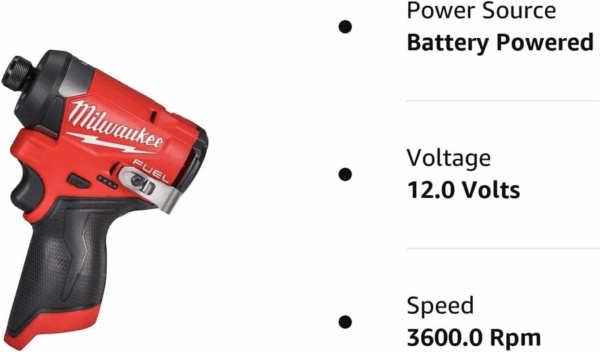 3453-20 12V Fuel 1/4" Cordless Hex Impact Driver (Bare Tool) - Image 5