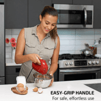 Portable 5 Speed Mixing Electric Hand Mixer with Stainless Steel Whisk Beater Attachments & Snap Storage Case, Compact Lightweight 150 Watt Powerful Blender for Baking & Cooking, Red HM151R - Image 4