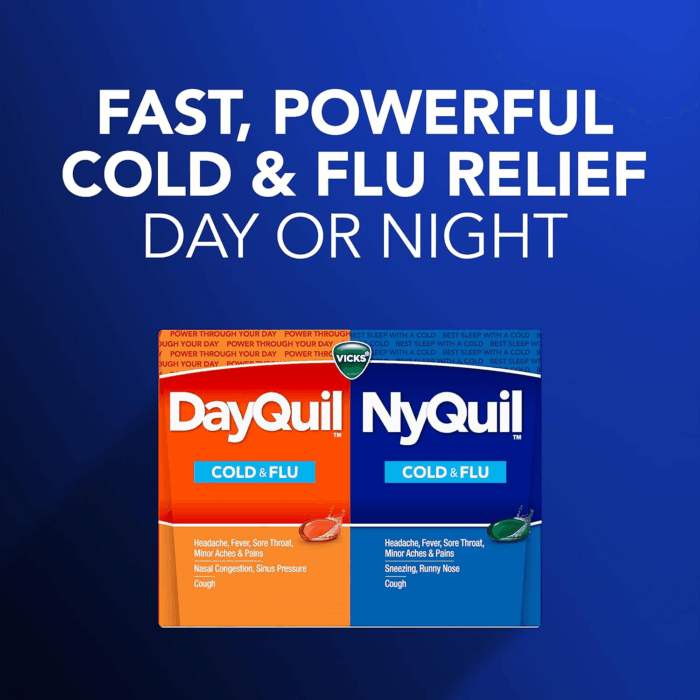 Dayquil & Nyquil Co-Pack, Cold & Flu Medicine, Powerful Multi-Symptom Daytime & Nighttime Relief for Headache, Fever, Sore Throat, Minor Aches & Pains, & Cough, 72Ct - Image 3