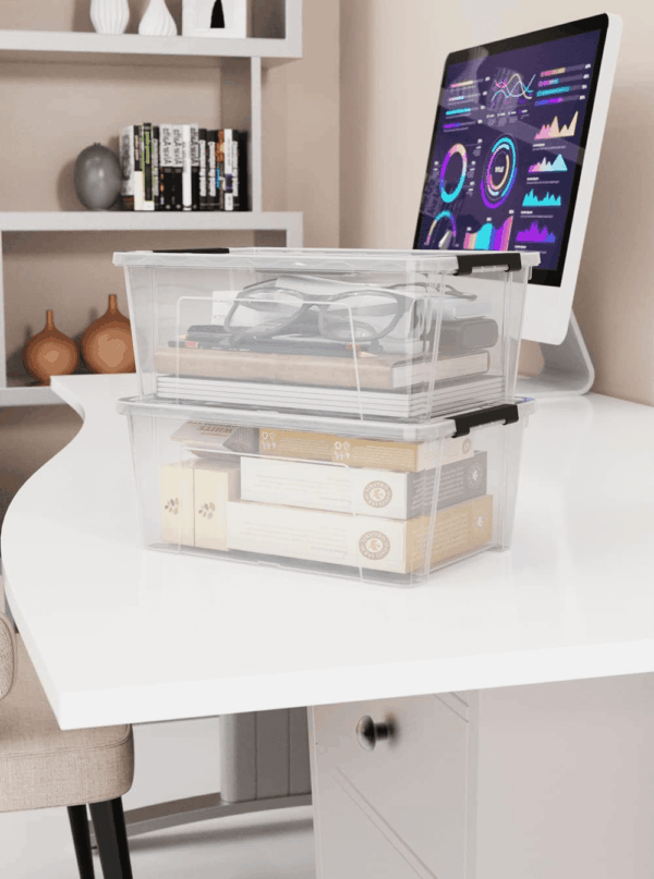 Clear Storage Latch Bins, 6-Pack Storage Organizer Box with Handle and Lids, 5-Litre - Image 5