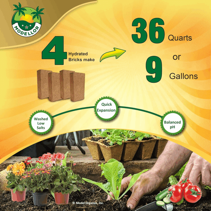 4 Bricks (5 Lb) Premium Super Washed Coco Coir, Yields 9 Gallons, Seed Starter, Organic, Ph Balanced, Gardening, Indoor, Outdoor Use. - Image 5
