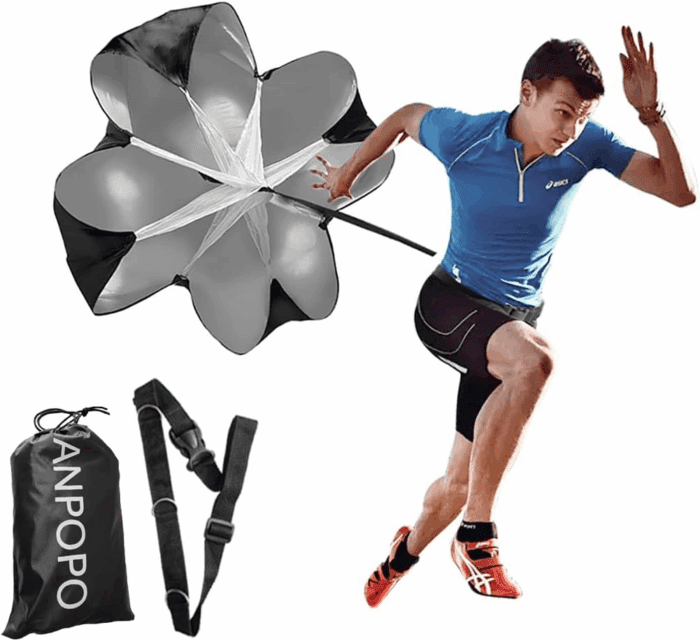 Bfsmile Running Speed Training 56" Parachute with Adjustable Strap, Free Carry Bag. Speed Chute Resistance Running Parachute for Kids Youth and Adults