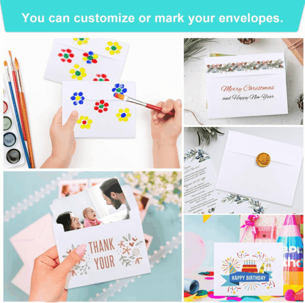 70 Packs Invitation Envelopes, A2 Envelopes White, Postcard Envelopes, Envelopes for 4.5X5.5 Cards, Envelopes for Invitations, Envelopes Self Seal for Photos RSVP, Greeting Cards - Image 5
