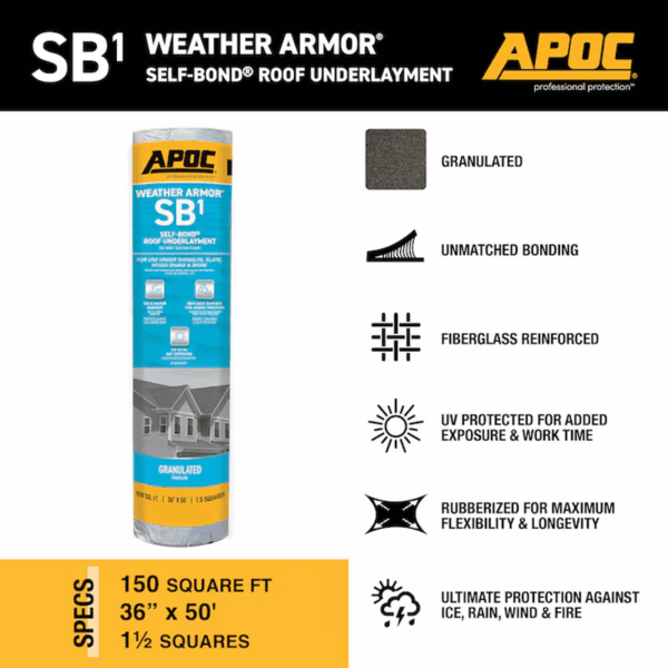 Self-Bond 36.0-In X 50.0-Ft 150.0-Sq Ft Rubberized Asphalt Roof Underlayment - Image 4