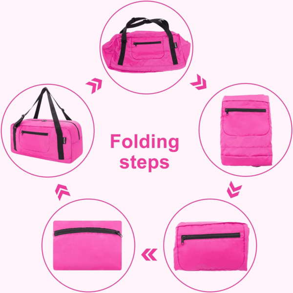 Foldable Travel Duffel Bag for Women & Men Luggage Great for Gym - Fuchsia - Image 5