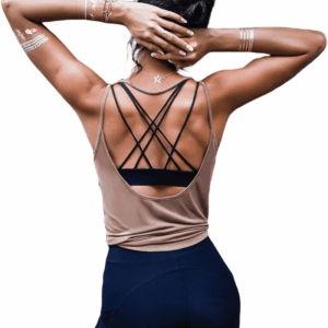 Womens Summer Workout Tops Sexy Backless Yoga Shirts Open Back Activewear Running Sports Gym Tank Tops