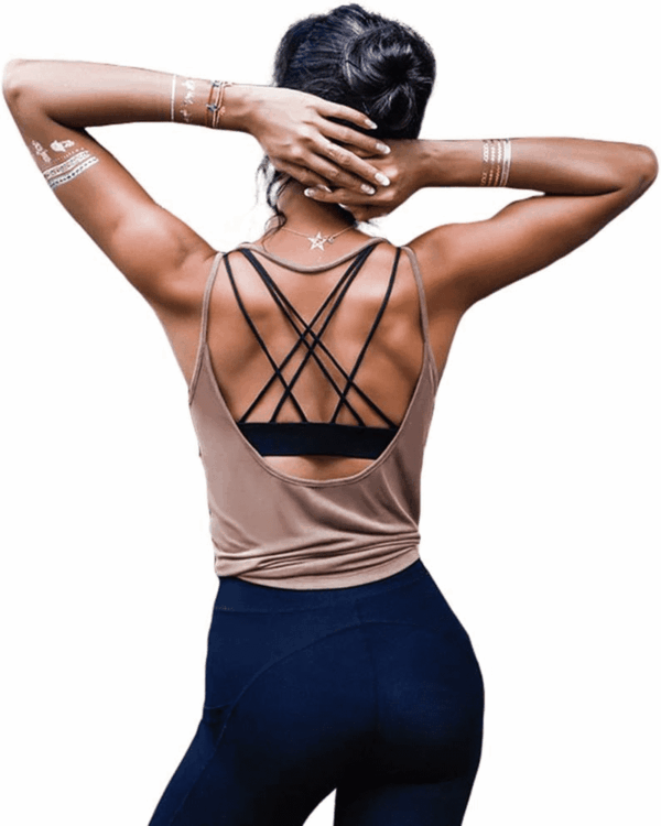 Womens Summer Workout Tops Sexy Backless Yoga Shirts Open Back Activewear Running Sports Gym Tank Tops
