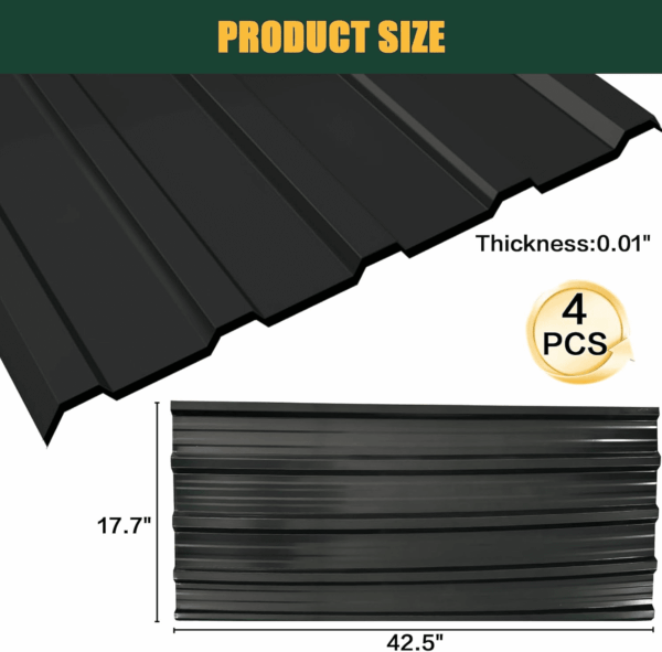 18 Pcs Galvanized Steel Roof Panels,L42.52×W17.72 Inch Metal Roof Panels,Corrugated Tin Roofing Panels Roof Protector for Garages,Sheds,Stables and Mobile Homes - Image 3