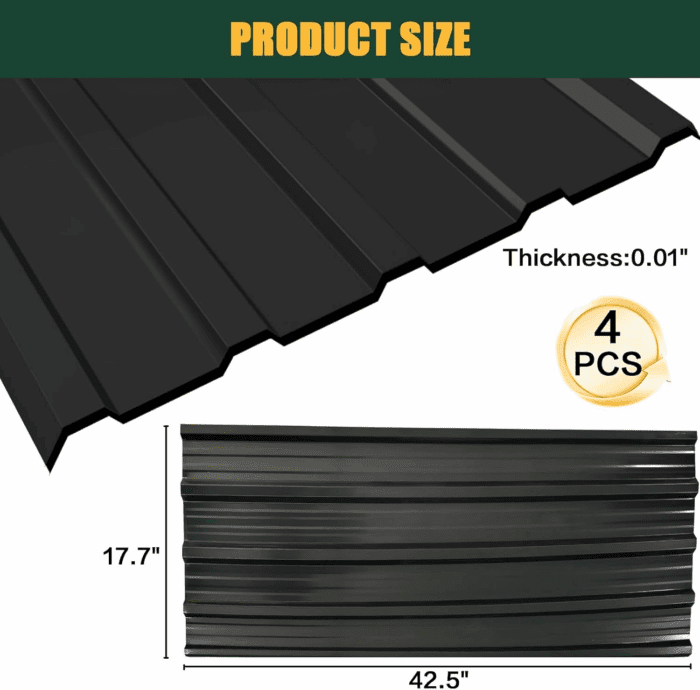 18 Pcs Galvanized Steel Roof Panels,L42.52×W17.72 Inch Metal Roof Panels,Corrugated Tin Roofing Panels Roof Protector for Garages,Sheds,Stables and Mobile Homes - Image 3