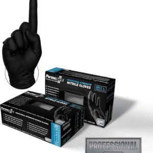 Permasafe HD Black Disposable Nitrile Industrial Gloves, 6+ Mil, Latex-Free, Raised Textured, Mechanics, Medical, Food, More
