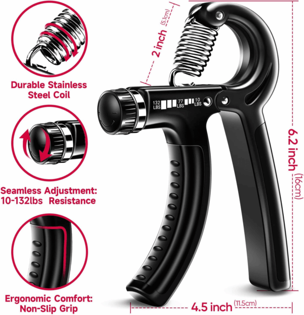 Grip Strengthener Forearm Strengthener Hand Grips Strengthener Kit - 5 Pack Adjustable Resistance - Image 2