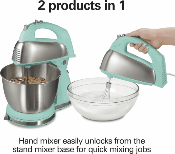 Classic Stand and Hand Mixer, 4 Quarts, 6 Speeds with Quickburst, Bowl Rest, 290 Watts Peak Power, Blue (64658) - Image 2