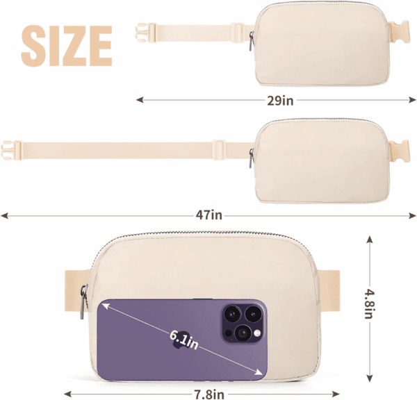 Mini Fanny Pack Creamy Belt Bag for Women and Men, Fashionable Waterproof Waist Pack with Adjustable Strap for Traveling, Hiking, Jogging, Cycling - Image 4