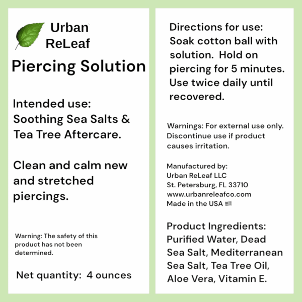Piercing Solution ! Soothing Sea Salts & Tea Tree AFTERCARE 4 Oz, Ready to Use. Safely Clean and Calm New & Stretched Piercings. Gentle Effective Natural & Proven. Works Fast - Image 7