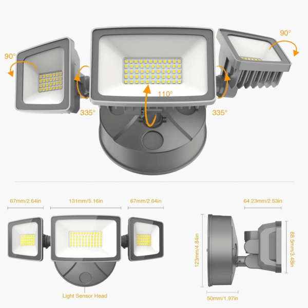 60W LED Security Light, 6000LM Brightness Outdoor Flood Light Fixture Switch Controlled, IP65 Waterproof, 6500K White Wall Mount Exterior Security Floodlight for Eave, Yard, Garage, Porch - Image 6