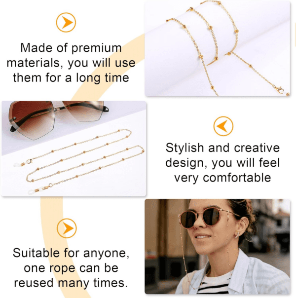 4 Pcs Women'S Eyeglass Chains Metal Bead Glasses Strap with Glasses Chain Glasses Rope Lanyard Women'S Gifts - Image 4