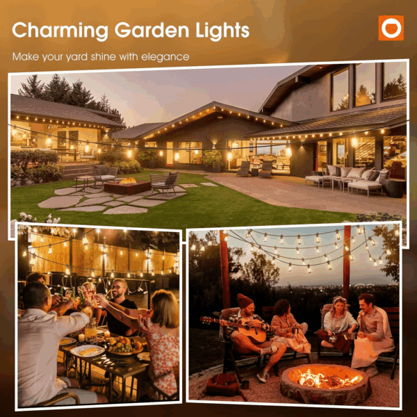 50FT LED Outdoor String Lights with Edison Shatterproof Bulbs, Weatherproof Strand, Commercial Grade Patio Lights, Decorative for Garden or Patio, Black - Image 8