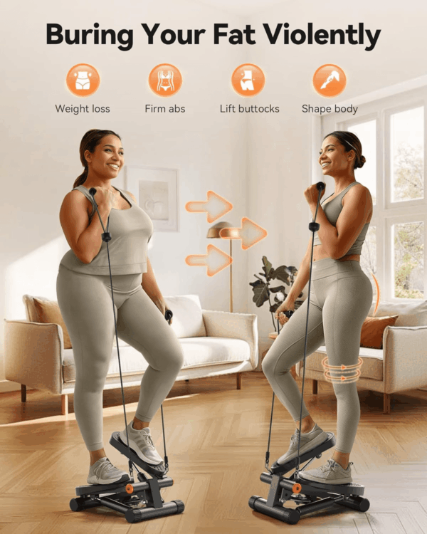 Steppers for Exercise, Mini Stair Stepper with Resistance Bands at Home Workout Equipment with 300LBS Loading Capacity, Hydraulic Fitness Stepper with LCD Monitor - Image 2