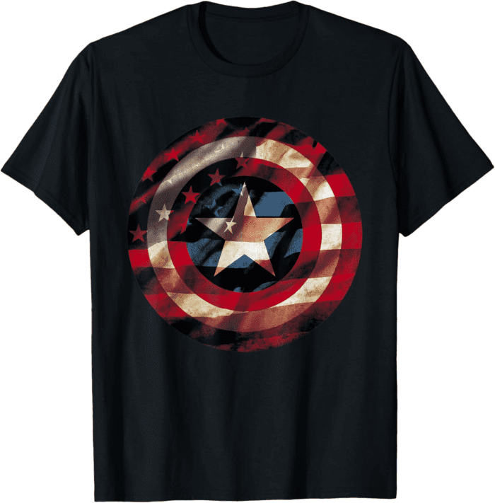 Comics Captain America Graphic Flag Fill Shield T-Shirt