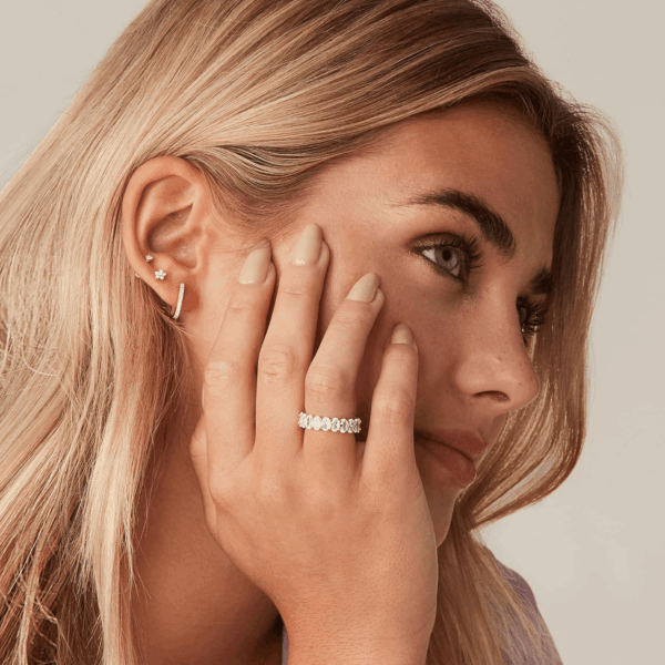 14K Gold Plated Rings - Oval Cubic Zirconia Love Ring and Eternity Ring - 5Mm Stackable for Women - Image 2