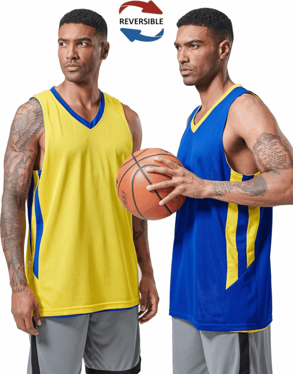 10-Pack Men'S Reversible Custom Basketball Jerseys, Plain Mesh Athletic Sleeveless Shirts Blank Team Uniforms Set - Image 2