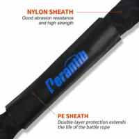 Battle Rope with Wear-Resistant Nylon Protective Sleeve - Heavy Battle Rope for Strength Training, Home Fitness Exercise - Anchor Strap Kit Included - Image 4