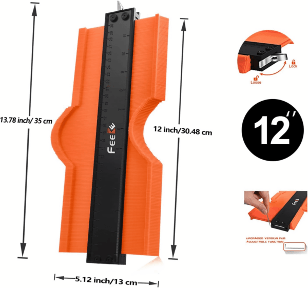 Contour Gauge (12 Inch) with Lock Profile Tool, Super Contour Duplicator Men Gifts Woodworking Tools Carpenter Tools Construction Scribe Tools for Man, Gifts for Men Dad Husband - Image 5