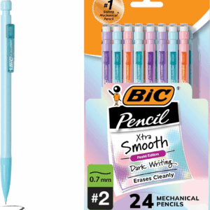 Xtra-Smooth Pastel Mechanical Pencils with Erasers, Medium Point (0.7Mm), 24-Count Pack, Bulk Mechanical Pencils for School or Office Supplies