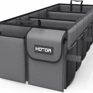 Foldable Trunk Organizer - SUV & Sedan Compatible, 3 Compartments, Grey, 31.9"12.6"10.6" Sturdy Car Organization for Accessories, Tools, Sundries