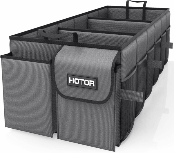 Foldable Trunk Organizer - SUV & Sedan Compatible, 3 Compartments, Grey, 31.9"12.6"10.6" Sturdy Car Organization for Accessories, Tools, Sundries