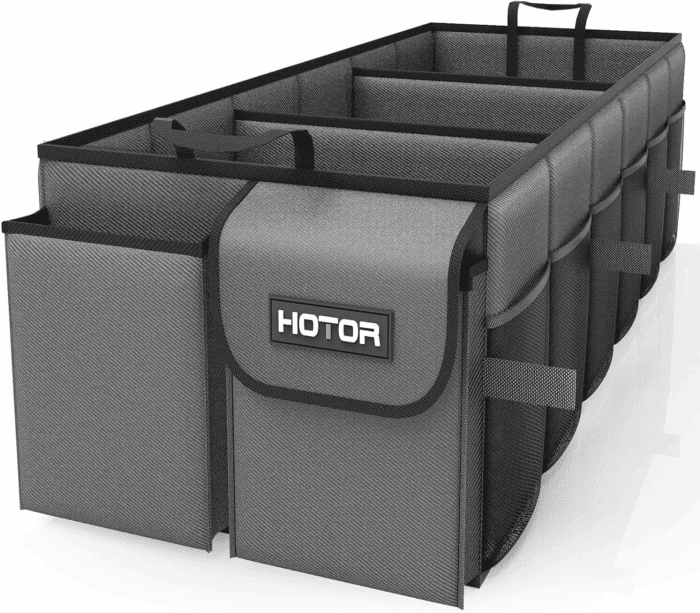 Foldable Trunk Organizer - SUV & Sedan Compatible, 3 Compartments, Grey, 31.9"12.6"10.6" Sturdy Car Organization for Accessories, Tools, Sundries