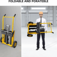 Foldable Hydraulic Material Lift Winch Stacker with Swivel Wheels, 550Lbs Pallet Forklift with 35" Lift Height, Pallet Truck Dolly, Pallet Jack Table Cart, Steel Platform Board X 1 - Image 2