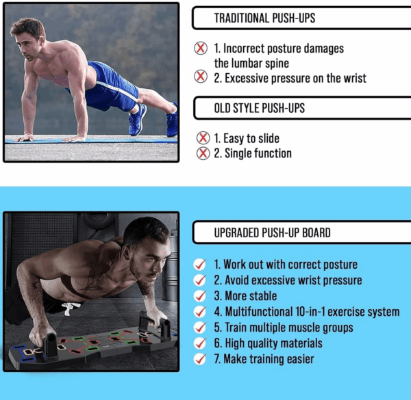Push up Board, Foldable 10 in 1 Push up Bar with Resistance Bands,Portable Multi-Function Push up Handles for Floor,Professional Push up Strength Training Equipment - Image 2