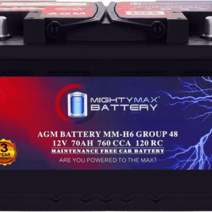 MM-H6 Start and Stop Car BCI Group Size 48 12V 70 AH, 120RC, 760 CCA Rechargeable AGM Car Battery