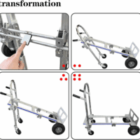 Convertible Dolly Cart with Wheels, 2 in 1 Heavy Duty Aluminum Hand Truck Dolly Foldable,With 2 Large Wheels & Brakes,1000Lbs Load for Furniture, Electrical Appliances & Large Cartons - Image 6