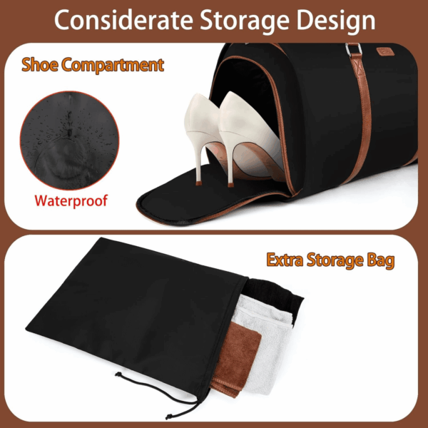 Convertible Garment Duffel Bag for Travel - Carry on Garment Bags with Toiletry Bag Large Weekender Bag for Men Women 2 in 1 Hanging Suitcase Suit Travel Duffel Overnight Bags 4Pcs Set - Image 2