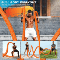 Battle Ropes for Home Gym 1.5Inch Diameter 30 FT Lengths Workout Heavy Battle Ropes for Exercise Training Weighted Ropes for Working Out Exercise Equipment with Protective Cove - Orange - Image 6