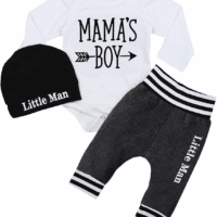 Newborn Baby Boy Clothes New to the Crew Letter Print Romper+ Pants+Hat 3PCS Outfit