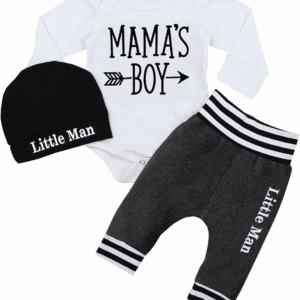 Newborn Baby Boy Clothes New to the Crew Letter Print Romper+ Pants+Hat 3PCS Outfit