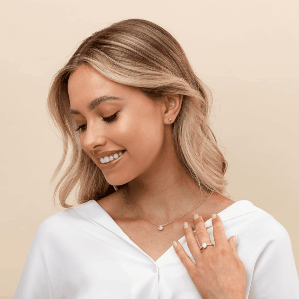 14K Gold Plated Crystal Solitaire 1.5 Carat (7.3Mm) Cubic Zirconia Dainty Choker Necklace | Gold Necklaces for Women - Image 4