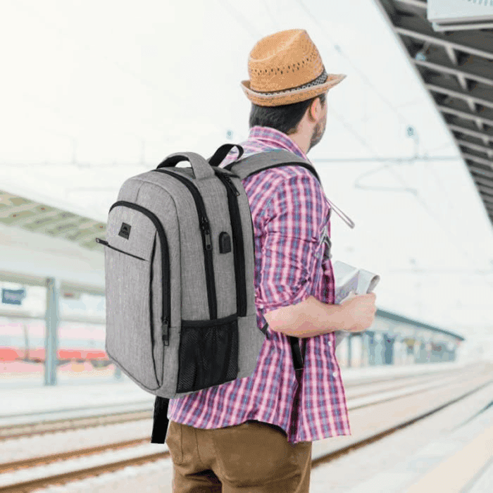 Travel Laptop Backpack, Business anti Theft Slim Sturdy Laptops Backpack with USB Charging Port, Water Resistant College School Computer Bag Gift for Men & Women Fits 15.6 Inch Notebook, Grey - Image 9