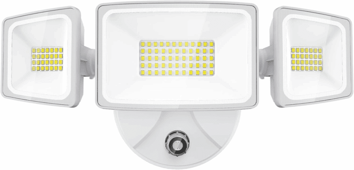 60W LED Dusk to Dawn Outdoor Lighting, 6000LM Exterior Flood Lights, IP65 Waterproof Outdoor 3 Adjustable Heads Photocell Lights Fixture, 6500K Daylight Floodlights for Garage, Patio, Yard
